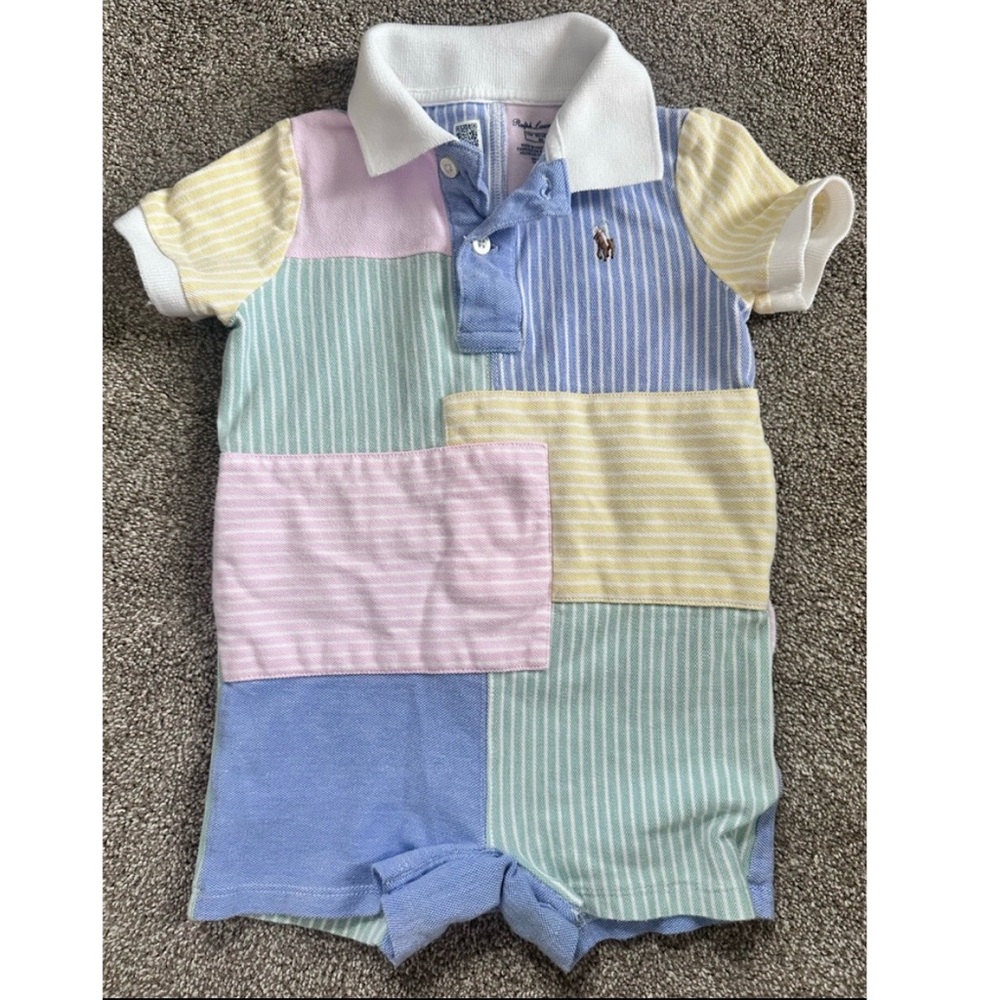 🐰☀️ Boys Polo by Ralph Lauren Patchwork Colored One Piece